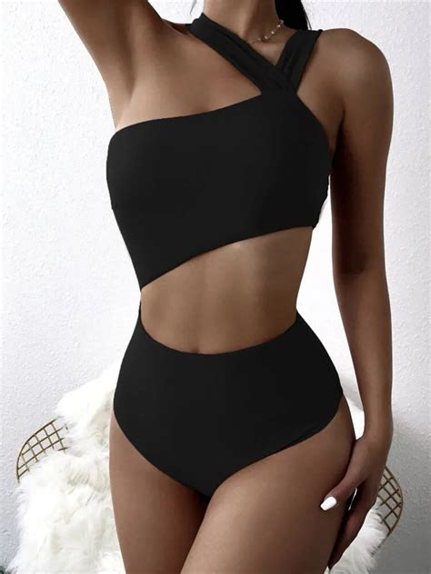 Asymmetric Cut Out One Shoulder Two Piece Swim Sets – Whitmorelane