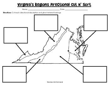 Virginia Regions Map Cut N' Sort by The Vibrant VA Studies Shop and More