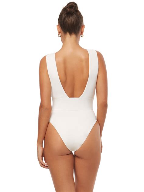 We Wore What: Belted Plunge One Piece (WWS42-01-125) – Swimwear World