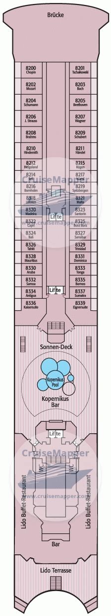 Artania deck 8 plan | CruiseMapper