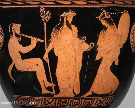 Dionysus, Satyr & Maenad - Ancient Greek Vase Painting