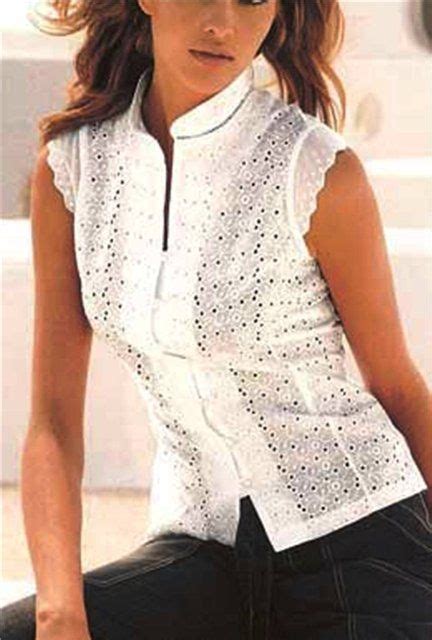 Sew a sleeveless blouse with embroidered cambric. | Blouse designs ...