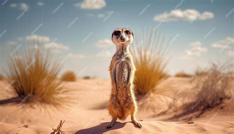 Premium AI Image | a meerkat standing tall in the desert