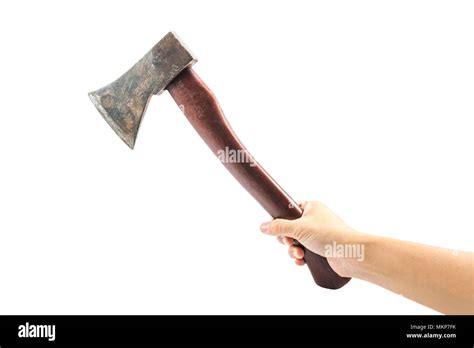 hand holding  axe axe  hand strike stock photo alamy