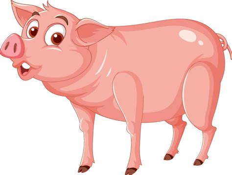 happy pig cartoon character  vector art  vecteezy