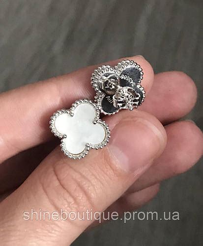 Сережки Van cleef Ван Кліф конюшина білий перламутр на гвоздику (ID ...