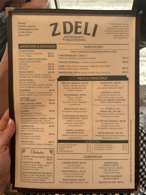 Cardápio De Z Deli Restaurante E Delicatessen