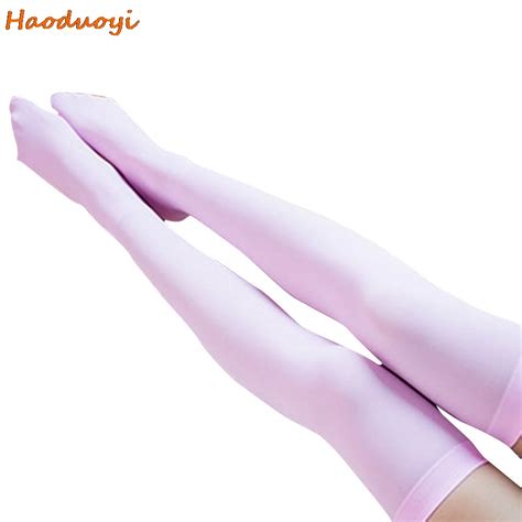 Haoduoyi 1Pair White Women Fashion Long Socks Over Knee High Temptation Stretch Solid Socks ...