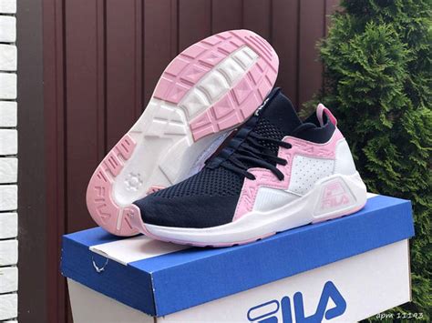 Женские кроссовки Fila (чёрные с розовым и белым) красивые кроссы весна ...