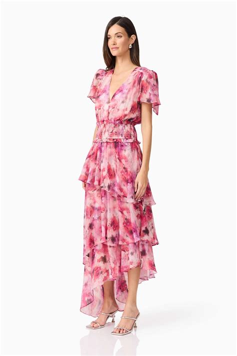 ELLIATT - Evalina Tiered Maxi Dress - Pink Multi – Gigi Belle Boutique