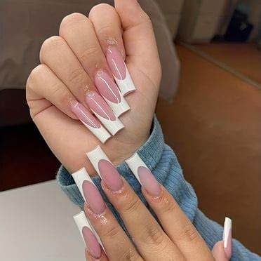 Spring Summer Trendy Purple Fake Nails, Glossy Floral Pattern False ...
