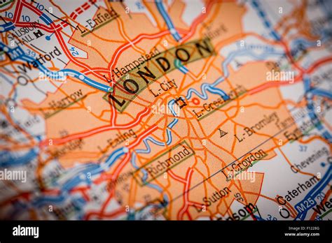 Map Photography: London City on a Road Map Stock Photo - Alamy