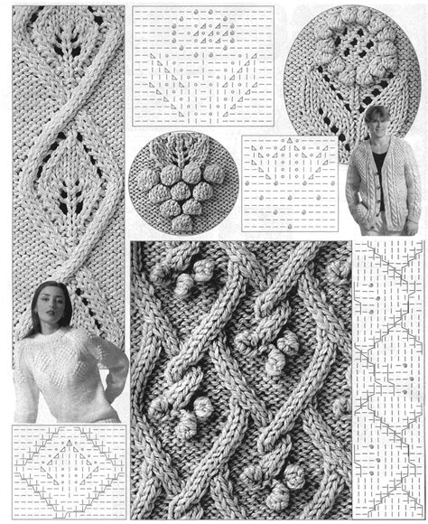 Косы, жгуты и шишечки, Узоры для вязания спицами