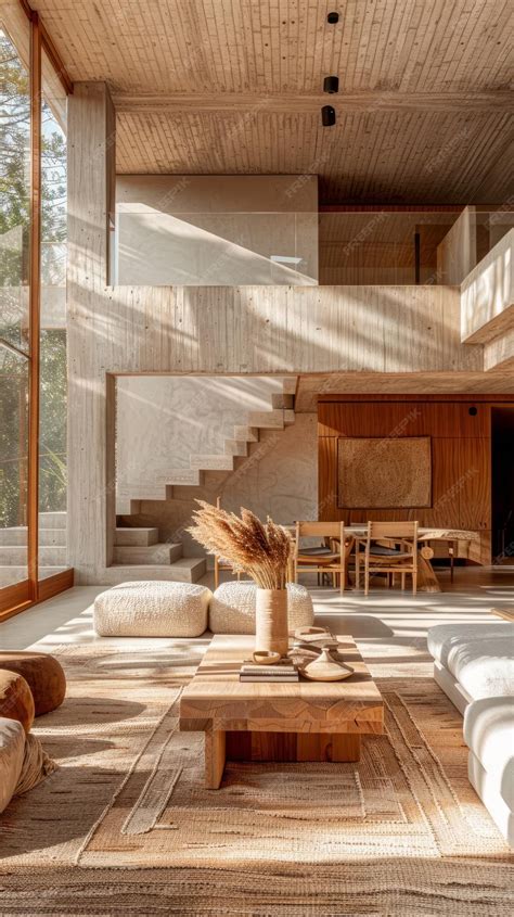 premium photo modern house interior  minimalist design  large