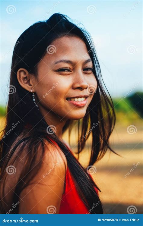 Natural Portrait, Asian Girl Smiling. Native Asian Beauty Stock Photo