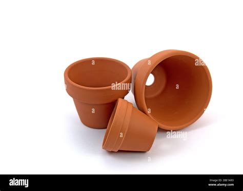 empty flower pots  white background stock photo alamy