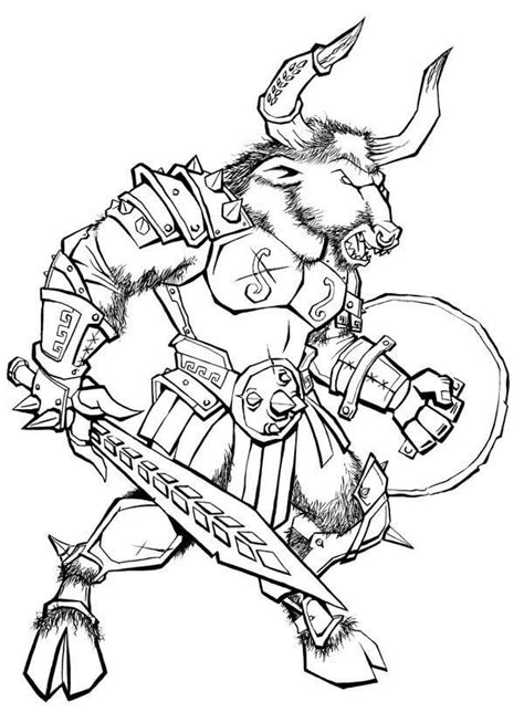 Minotaur with Big Axe Coloring Page - Free Printable Coloring Pages for ...
