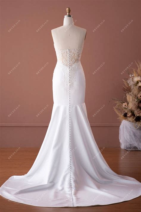 Elegant Satin Strapless Mermaid Wedding Dress | Brydealo