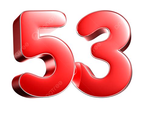3d Rendering Of Isolated Red Numbers 53 With Clipping Path On A, Media ...