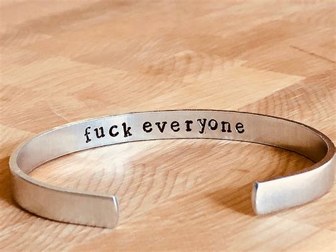 Secret Message Inside Bracelet Fck Everyone Aluminum Cuff - Etsy