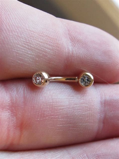 14kt Gold Genital,clit,hood,christina Piercing Double Clear Cz's Curved