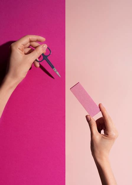 photo nail art  hands holding tools