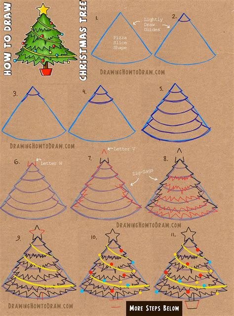 easy christmas tree drawing 2