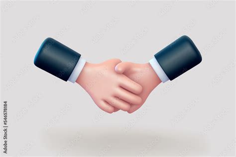 3D cartoon handshake gesture. Concept of business partnership, finance ...