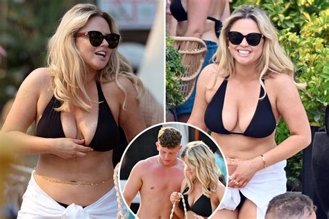 Emily Atack stuns in black bikini as she chats to hunks at Marbella ...