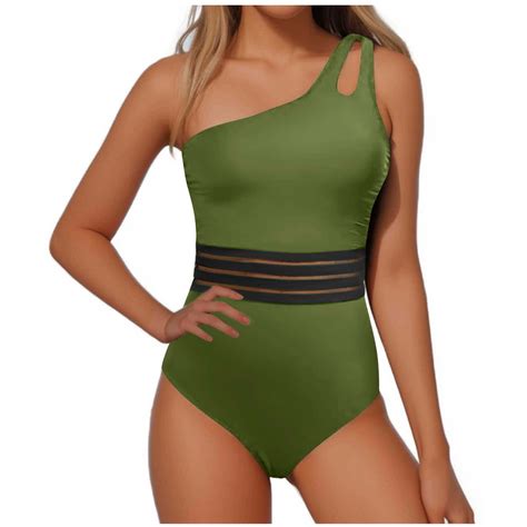 BLTIBY Womens Swimsuits Solid Color Slim Tummy Control Lace One