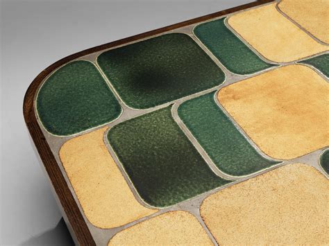 Roger Capron ‘Shogun’ Coffee Table in Ceramic and Mahogany at 1stDibs