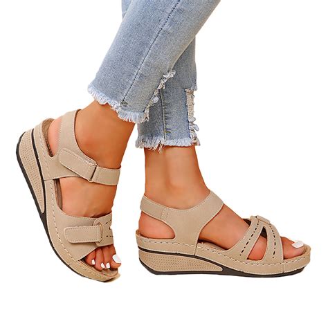 2025 Hook and Loop Fastener Woven Sandals Women Strap Wedge Sandals for