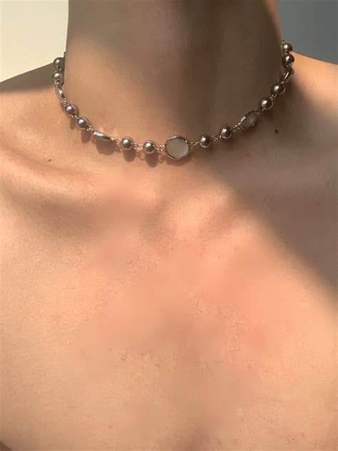 silver simple design chain necklace na nanostudio