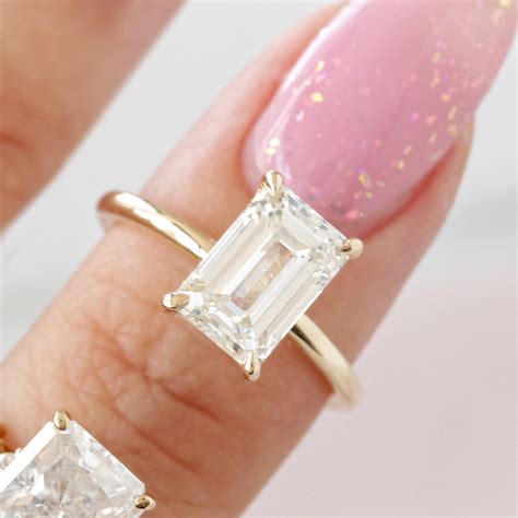 ct emerald cut solitaire diamond engagement ring demi