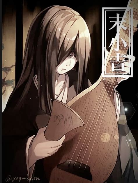 nakime  anime character   guitar animais arte ventagli