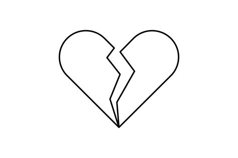 Broken Heart Tattoo Outline