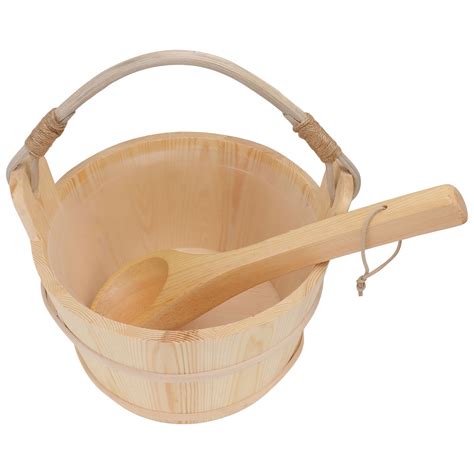Practical Sauna Bucket with Liner Wooden Spoon Portable Sinus Steam