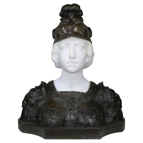 French 19th Century Bronze and White Marble Bust of Marianne in Full