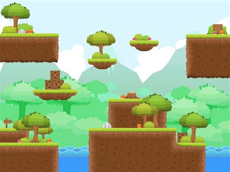 platformer game tileset  nature themes suitable  adventure