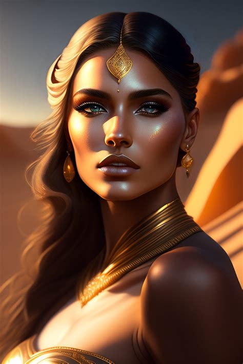 Lexica - A beautiful cinematic female sand goddess, glow golden tatto
