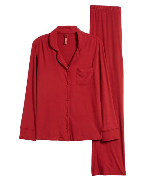 Skims Soft Lounge Rib Sleep Set in Red | Lyst