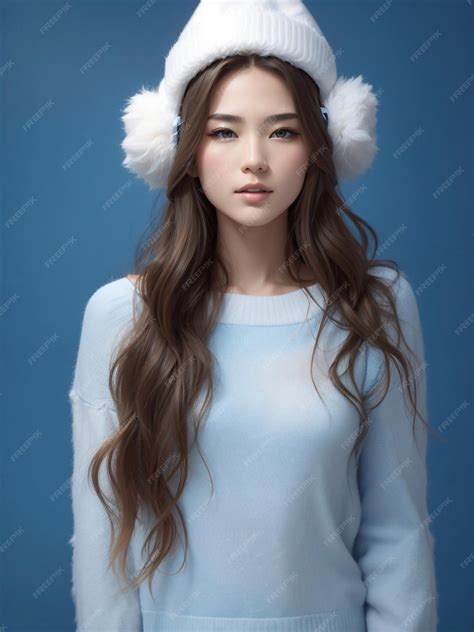Premium AI Image | Beauty Russian Japanese women long haired on studio