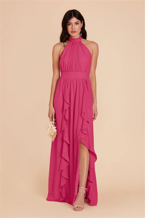 Joyce Fuchsia Chiffon Bridesmaid Dress | Birdy Grey