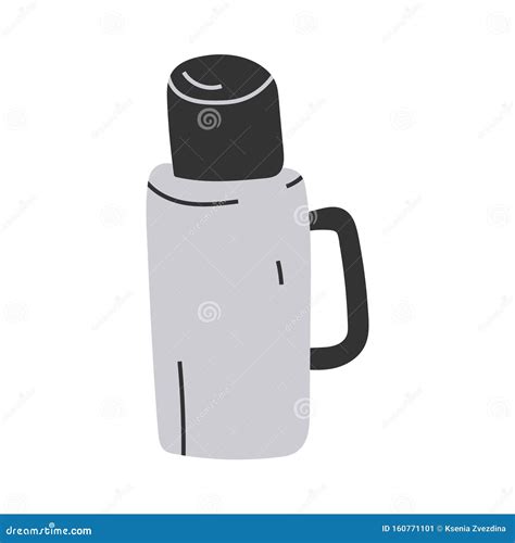 Simple Hand Drawn Illustration of Thermos with Hot Drink, Seasonal ...