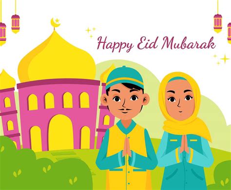 Muslim Eid Mubarak Celebration Vector Art & Graphics | freevector.com