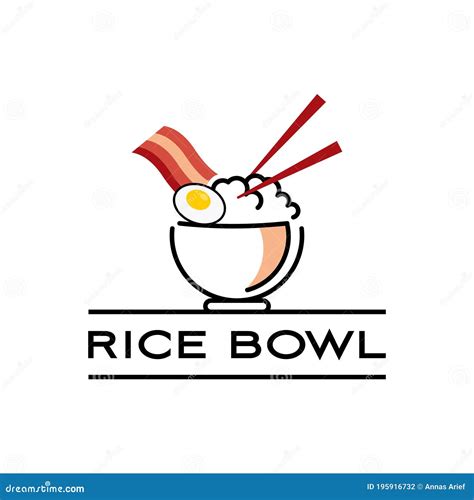 Rice Bowl Logo with Chop Stick Vector for Fresh Meal Industry Stock ...