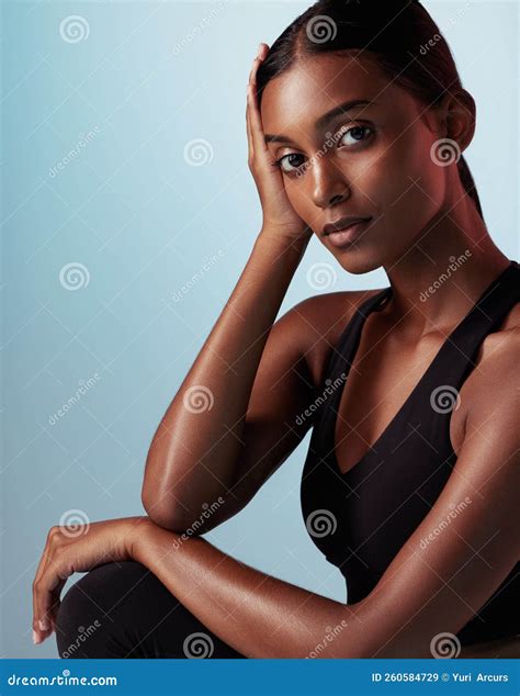 Indian Woman in Studio, Fashion Portrait of Pose Style with Arms and