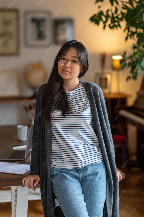 Premium Photo | Cute girl Cute dreamy asian girl standing in the room