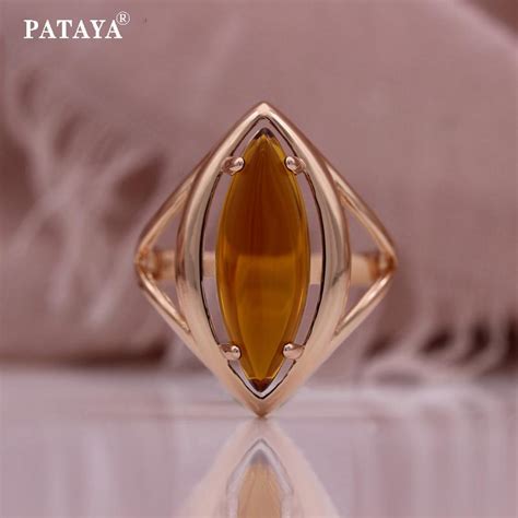 Купить PATAYA Цвет розового золота Horse's Eye Shope Янтарный цвет ...