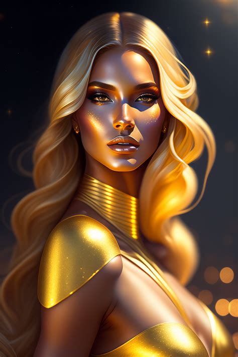 Lexica - A beautiful cinematic female sand goddess, golden dress, glow